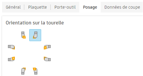 orientation dans les options de tourelle