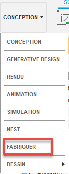 Sélectionner l’espace de travail Fabriquer