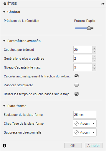 Boîte de dialogue Paramètres