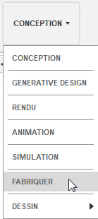 menu Espace de travail