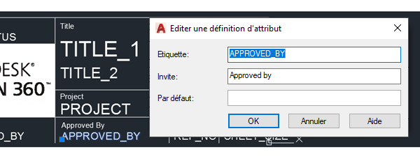 boîte de dialogue modifier la définition d'attribut
