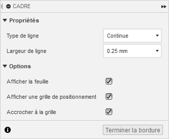 boîte de dialogue bordure