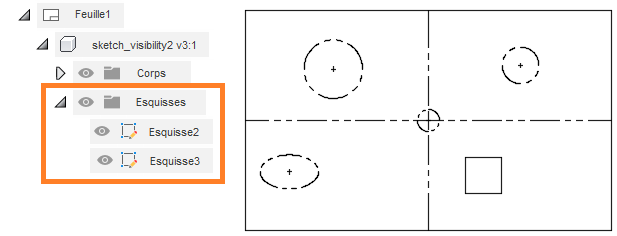 exemple de visibilité de l'esquisse