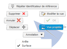 menu de marquage - annotation - arête, surface