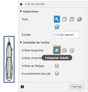 modifier la vue projetée du dessous