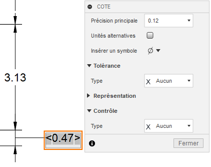 modifier les propriétés de cote