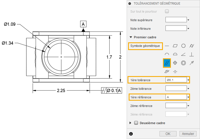 boîte de dialogue Tolérance géométrique