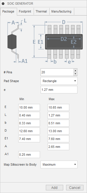 Spécifications SOIC