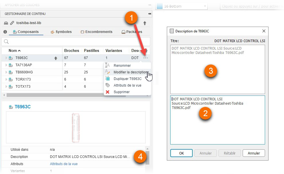 Description du composant de bibliothèque