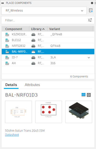 Panneau Placer des composants