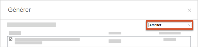 boîte de dialogue Générer - liste des options d’affichage