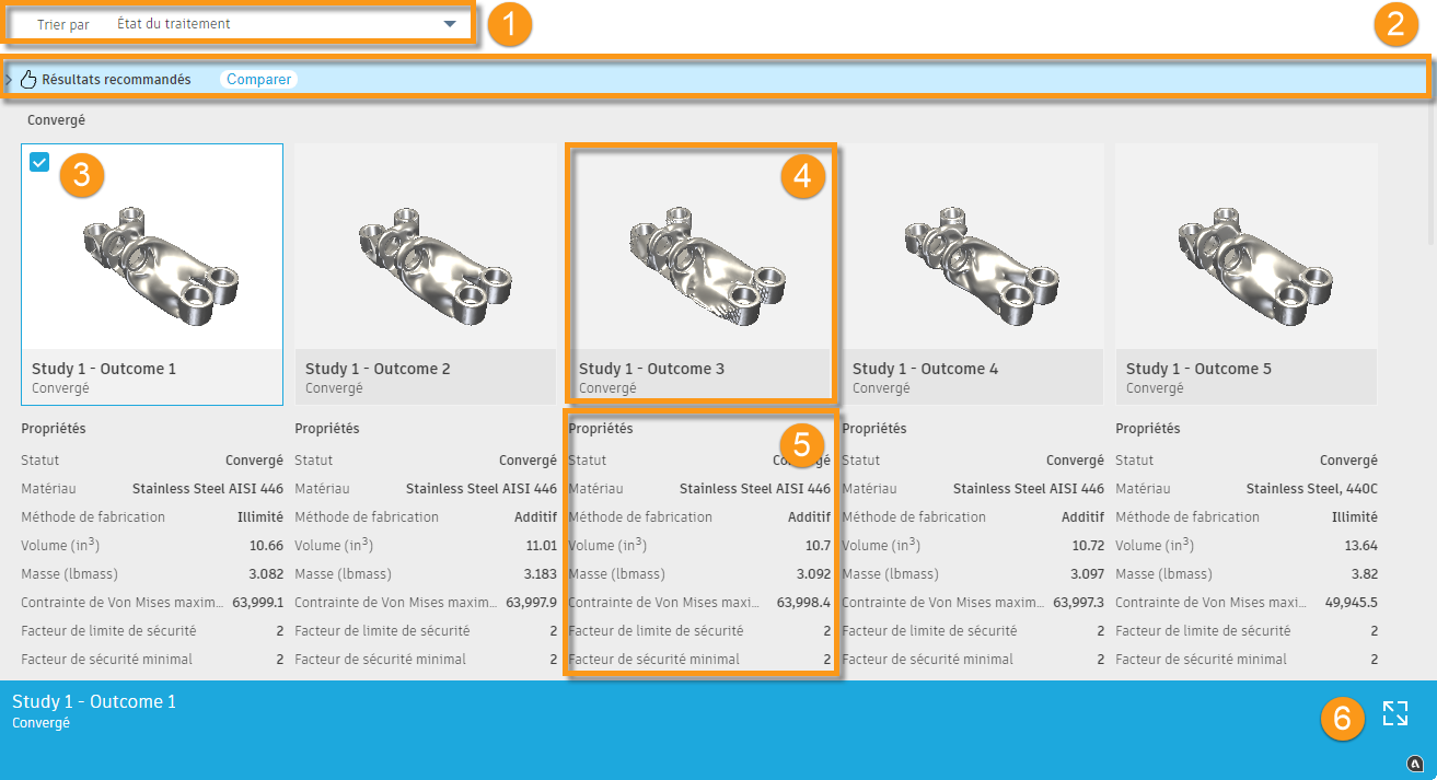 présentation de l’interface utilisateur de la vue des propriétés