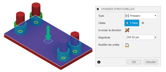 exemple illustrant le terme de charge de pression