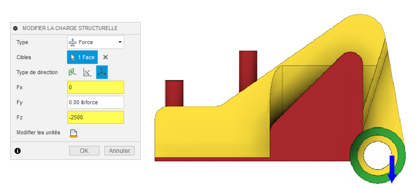 boîte de dialogue Modifier la charge structurelle - exemple ALCOA 2