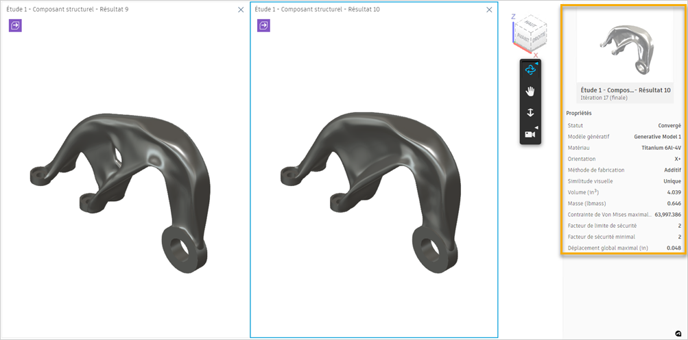 vue de détail - volet des propriétés