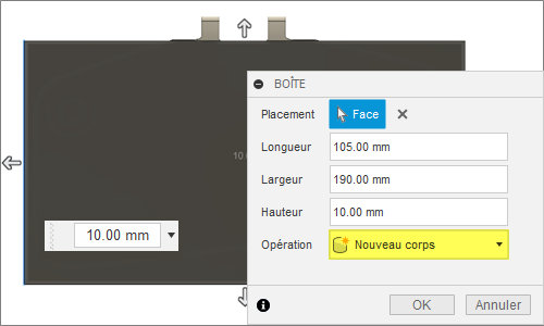 boîte de dialogue - modèle avec base de boîte