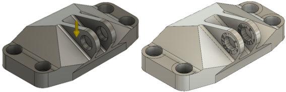 créer une géométrie conservée pour la broche centrale