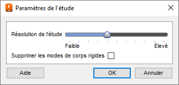 boîte de dialogue paramètres de l’étude