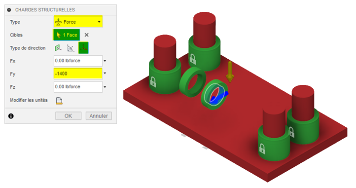 boîte de dialogue Charges structurelles – Fy défini sur -1400