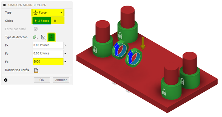 boîte de dialogue Charges structurelles – avec exemple