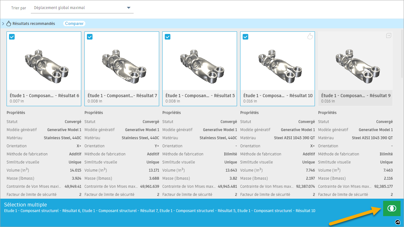 détails de sélection multiple