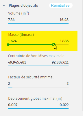 modifier l’intervalle de masse