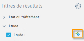 boîte de dialogue filtres de résultats - état de l’étude