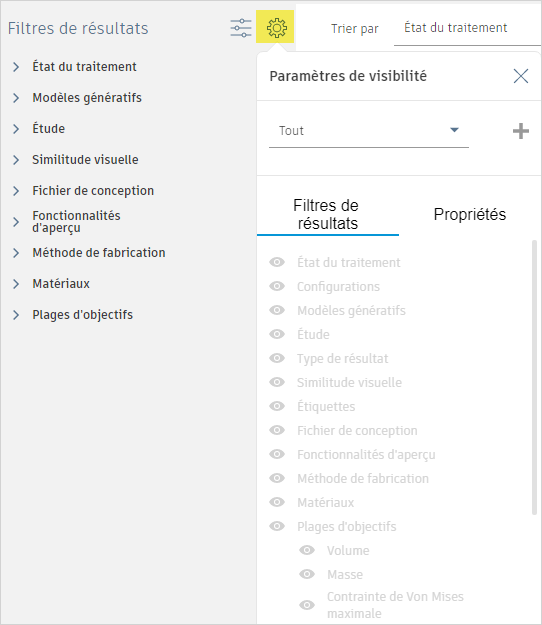 filtre de résultats