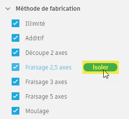 filtres de résultats - isoler