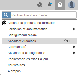 Autodesk Assistant dans le menu Aide