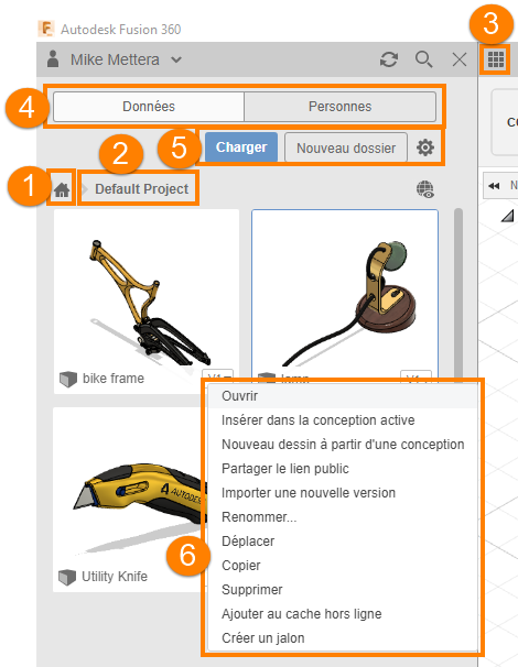 présentation de l’interface utilisateur du panneau de données