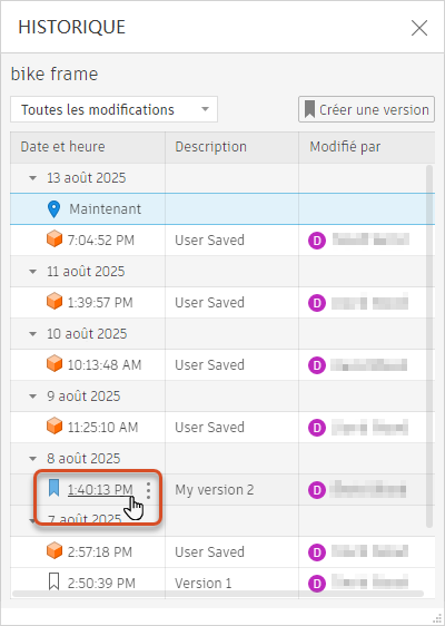 Filtre d’historique