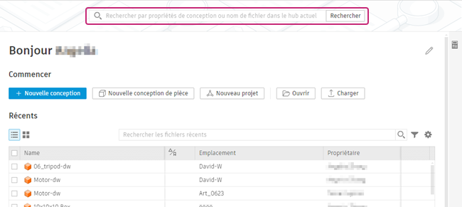 Rechercher des projets Fusion
