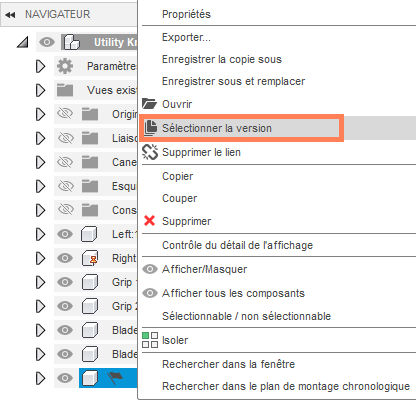 jalons – sélectionner la version