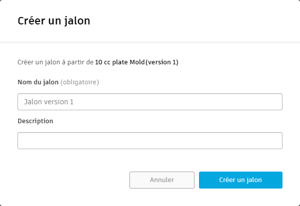bouton créer un jalon – client Web