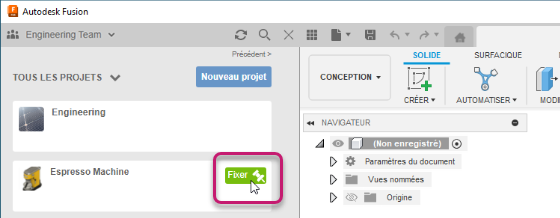 épingler un projet