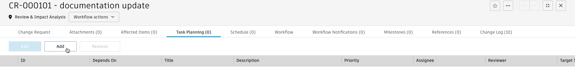 Onglet Planification des tâches