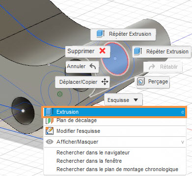 Extrusion du contour du cercle