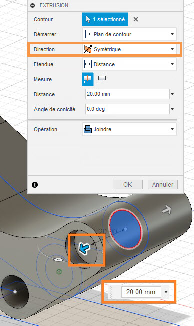Joindre un nouveau corps extrudé