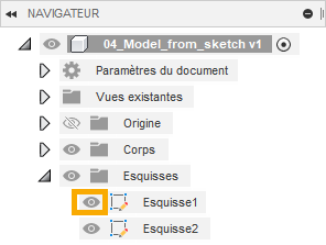 Activation de la visibilité de l’esquisse