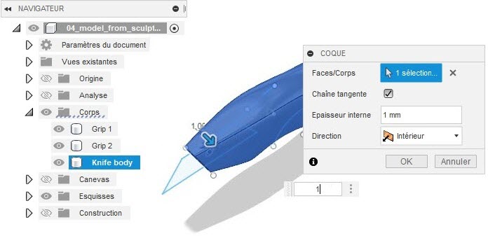 Coque du corps du couteau