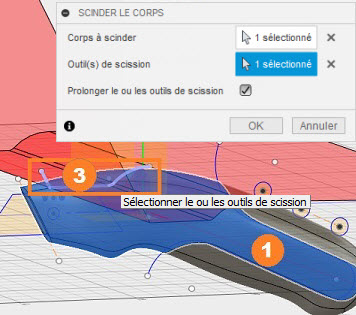scission du modèle en 3 corps