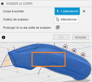 Scinder le corps du couteau en 2 parties