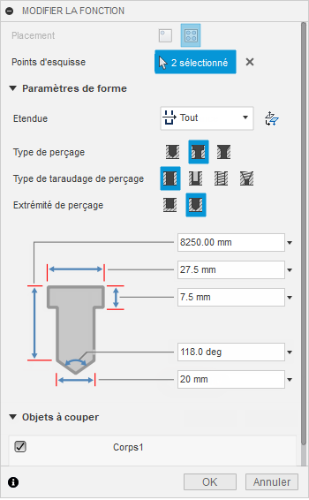 Modifications apportées aux perçages lamés