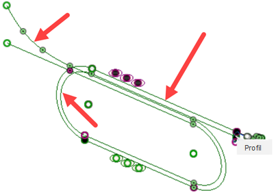 trajectoire de guidage de balayage sélectionnée