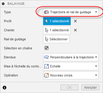 boîte de dialogue de modification de fonction