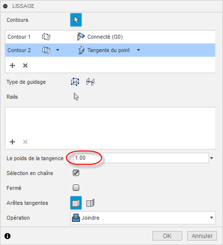 boîte de dialogue de modification de fonction