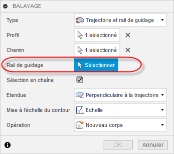 boîte de dialogue de modification de fonction