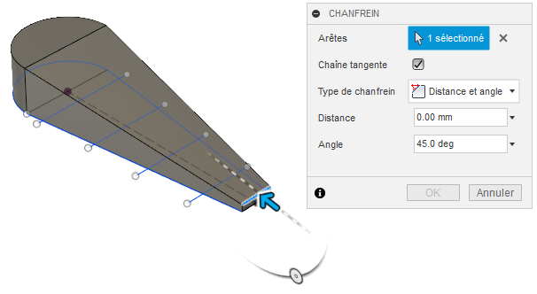 sélection de l’arête supérieure