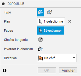 boîte de dialogue dépouille